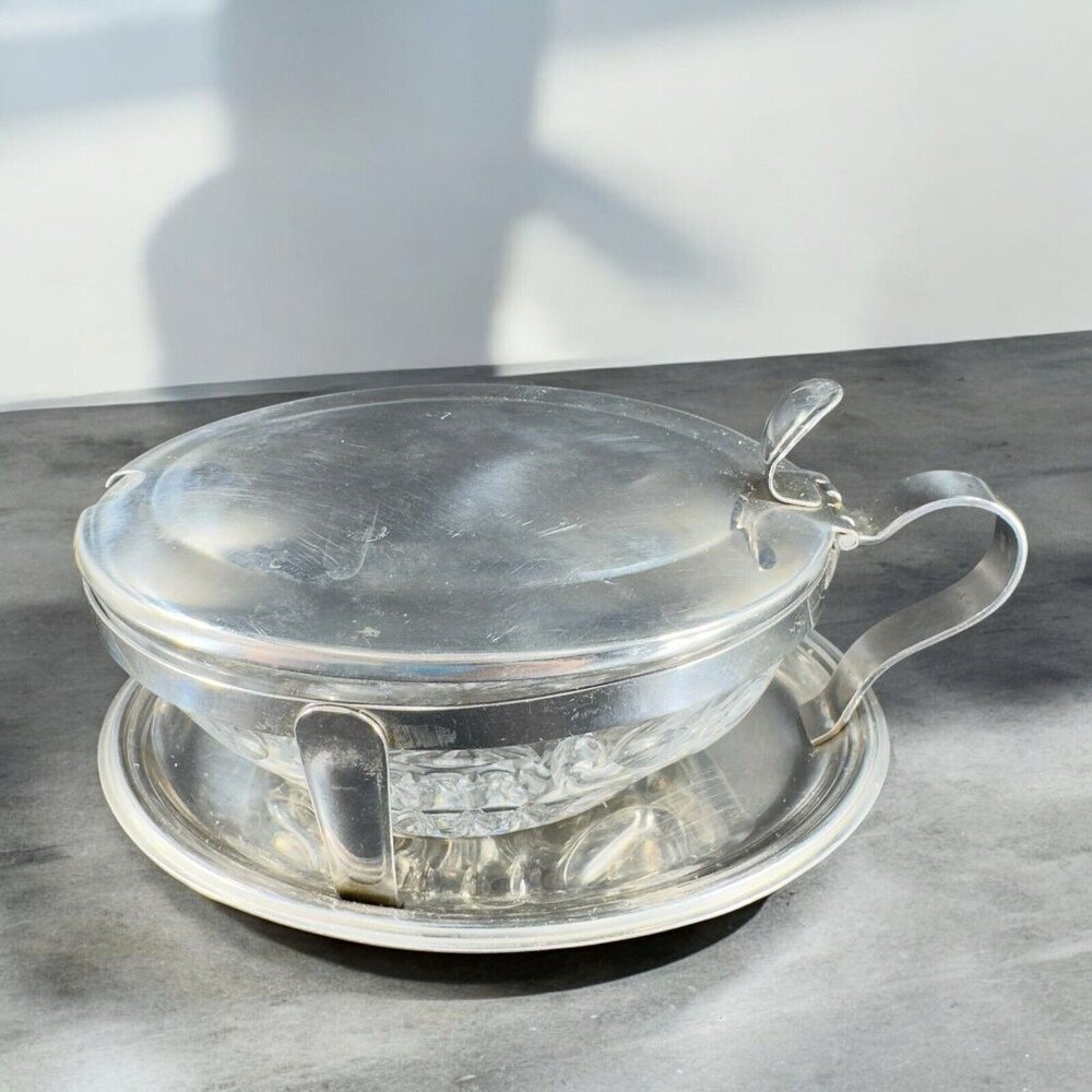 Mepra Inox Italy 18/8 Stainless Steel Clear Glass Sugar‎ Bowl Condiment Jar VTG